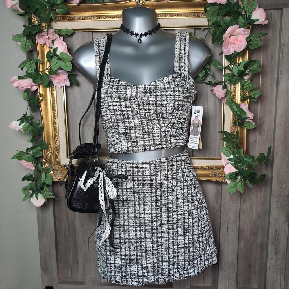 Coquette Preppy Crop Top Mini Skort Combo set Size M NWT